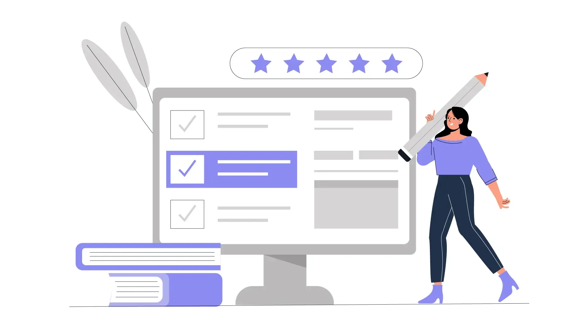 Vector Illustration of User Completing Online Survey Feedback image